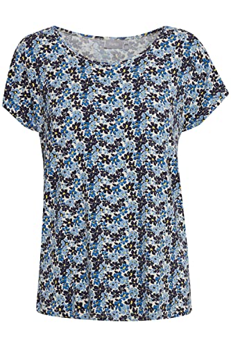 fransa FRFEDOT 2 T-Shirt Damen T-Shirt Kurzarm Shirt mit Allover-Print und Rundhalsausschnitt, Größe:M, Farbe:Nebulas Blue Mix (201189) von fransa