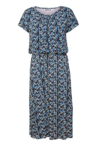 fransa FRFEDOT 5 Dress Damen Freizeitkleid Kleid mit Rundhals-Ausschnitt und kurzen Ärmeln, Blumenmuster-Optik, Größe:XS, Farbe:Nebulas Blue Mix (201189) von fransa