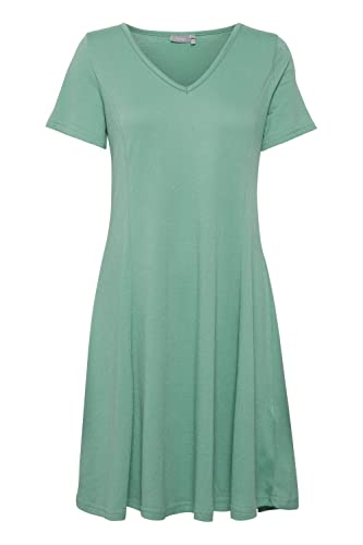 fransa FRFEMELVA 5 Dress Damen Freizeitkleid Kleid Kurzarm mit V-Ausschnitt Regular-Fit unifarben, Größe:XS, Farbe:Malachite Green (165917) von fransa