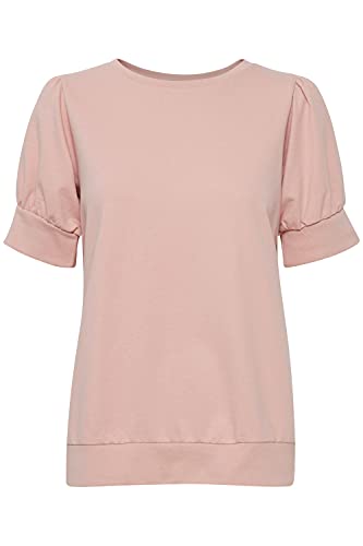 fransa FRFXTESWEAT Damen T-Shirt Kurzarm Shirt Rundhalsausschnitt Puffärmel mit RIPP-Bündchen aus Sweat Material Regular Fit, Größe:S, Farbe:Evening Sand (141311) von fransa