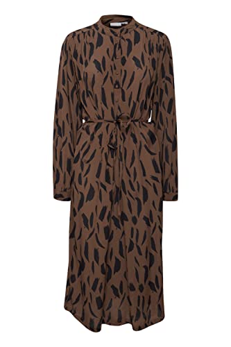 fransa FRGETO Damen Freizeitkleid Kleid mit Knopfleiste und Gürtelschlaufe an der Taille, Größe:M, Farbe:Rain Drum Mix (201449) von fransa