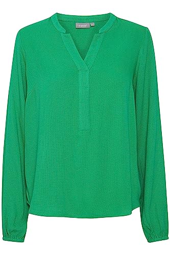 fransa FRHAIDA Damen Langarmshirt Langarmbluse Bluse mit V-Auschnitt mit verdeckter Knopfleiste elastischer Bund am Ärmelsaum mit Struktur Regular Fit, Größe:2XL, Farbe:Holly Green (165932) von fransa