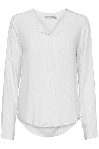 fransa FRHAZAVISK Damen Langarmshirt Langarmbluse Bluse Hemdbluse mit V-Ausschnitt mit verdeckter Knopfleiste und Print Muster, Größe:2XL, Farbe:(NOOS) Antique (60010) von fransa