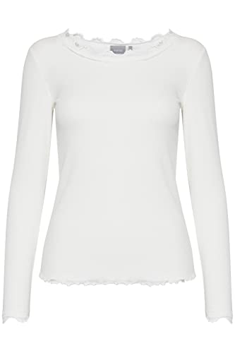 fransa FRHIZAMOND 2 T-Shirt Damen Longsleeve Langarmshirt Shirt mit Kragen aus Spitze, Größe:M, Farbe:(NOOS) Antique (60010) von fransa