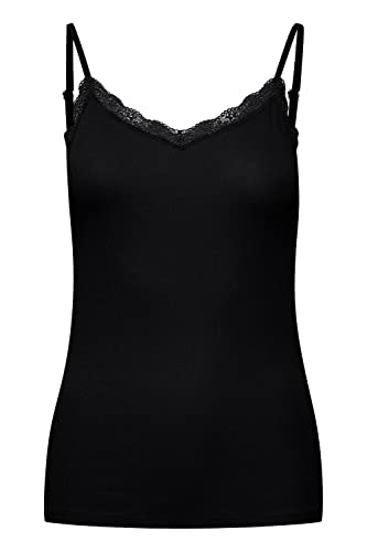 fransa FRHIZAMOND 4 Strap top Damen Top Kurzarm Shirt Basic mit Stretch-Anteil und Rundhalsausschnitt unifarben, Größe:XL, Farbe:Black (200113) von fransa