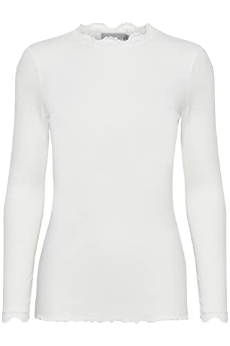 fransa FRHIZAMOND 8 Damen Longsleeve Langarmshirt Shirt Spitzendetails an den Ärmeln Saum Kragen Tight Fit mit Stretch, Größe:M, Farbe:Antique (110602) von fransa
