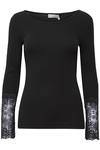 fransa FRHIZAMOND Damen Longsleeve Shirt Rundhals Baumwollmischung Skinny Fit, Größe:XXL, Farbe:Black (200113) von fransa