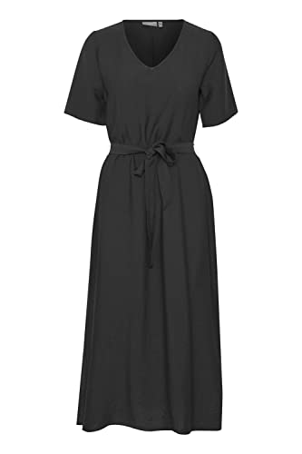 fransa FRHOT DR 2 Damen Freizeitkleid Kleid mit V-Ausschnitt und Gürtelschlaufe an der Taille, Größe:L, Farbe:Black (200113) von fransa
