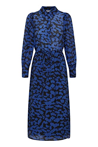 fransa FRILLA Damen Freizeitkleid Kleid mit Knopfleiste und Schnürrung an der Taille, Größe:M, Farbe:Surf The Web Mix (201622) von fransa