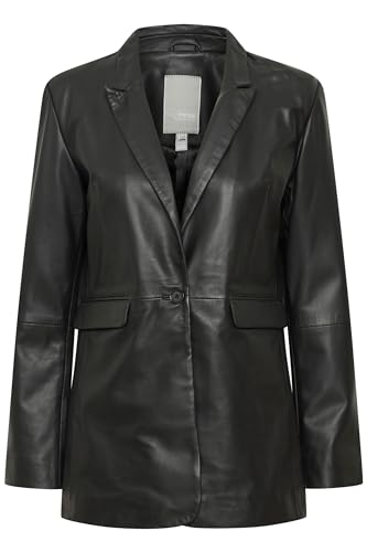 fransa FRJANE JA 3 Damen Lederjacke Jacke glattes Futter Reverskragen 100% Leder relaxed fit, Größe:44, Farbe:Black (200113) von fransa