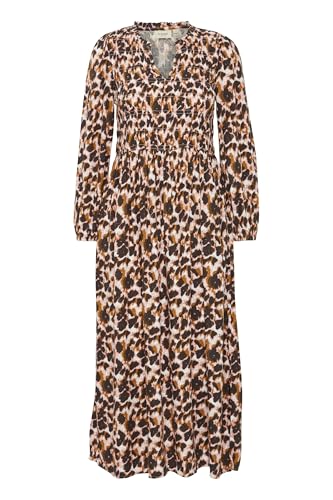 fransa FRJio Damen Maxikleid Langes Kleid Sommerkleid mit V-Ausschnitt Label-Details elastischer Bund Regular fit, Größe:L, Farbe:Zephyr AOP MA24 01E (203607) von fransa