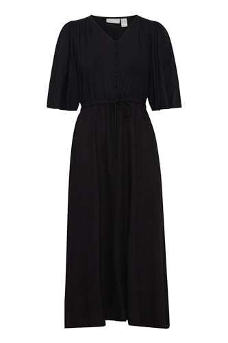 fransa FRKAMMA DR 1 Damen Maxikleid Kleid ungefüttert mit V-Ausschnitt 3/4-Ärmel Bindeband Regular fit, Größe:XS, Farbe:Black (200113) von fransa