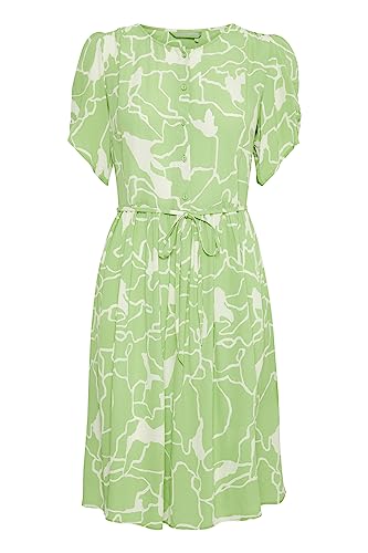 fransa FRKAY Damen Freizeitkleid knieumspieltes Kleid mit Knopfleiste und Schnürung an der Taille, Größe:M, Farbe:Forest Shade Mix 4 (201921) von fransa