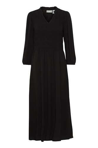 fransa FRLALU DR 1 Damen Maxikleid Kleid mit V-Ausschnitt Eingrifftaschen Regular fit, Größe:S, Farbe:Black (200113) von fransa
