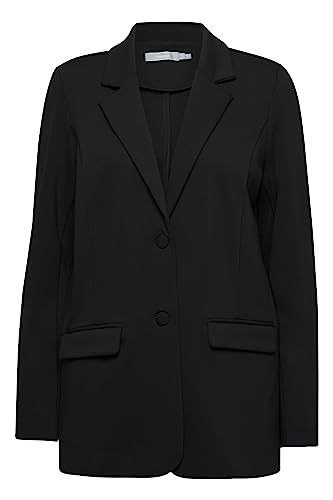 fransa FRLANO Damen Blazer Longblazer Jacke mit Reverskragen und Knopf mit Stretch, Größe:2XL, Farbe:Black (200113) von fransa