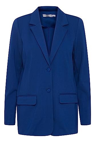 fransa FRLANO Damen Blazer Longblazer Jacke mit Reverskragen und Knopf mit Stretch, Größe:S, Farbe:Bellwether Blue (193943) von fransa
