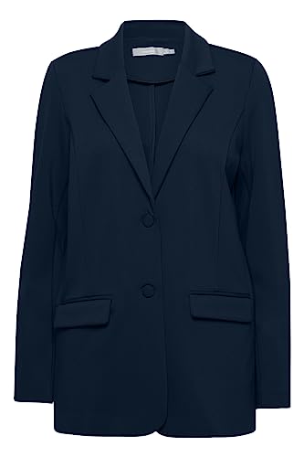 fransa FRLANO Damen Blazer Longblazer Jacke mit Reverskragen und Knopf mit Stretch, Größe:XL, Farbe:Dark Peacoat (194010) von fransa