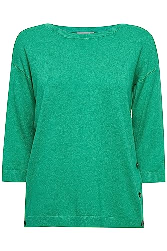 fransa FRLILLI Damen Strickpullover Feinstrick Pullover mit U-Boot-Ausschnitt und seitlichen Knopfleisten und 3/4 Ärmeln, Größe:M, Farbe:Holly Green (165932) von fransa