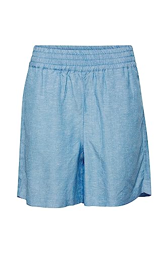 fransa FRLin Damen Chino Shorts Leinenshorts Leinen Mix Bermuda Kurze Hose Loose Fit, Größe:XXL, Farbe:Malibu Blue Melange (1744351) von fransa