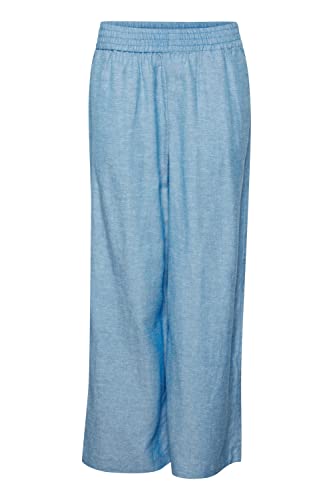 fransa FRLin Damen Hose Stoffhose Leinenhose Leinen Mix Loose Fit, Größe:L, Farbe:Malibu Blue Melange (1744351) von fransa