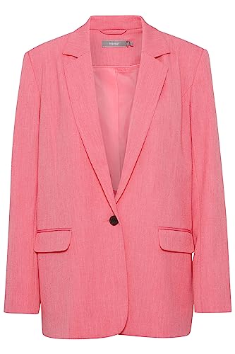 fransa FRMILENA Damen Blazer Longblazer Jacke Revers-Kragen gerade Schnitt leicht meliert mit Stretch, Größe:46, Farbe:Camellia Rose (171930) von fransa