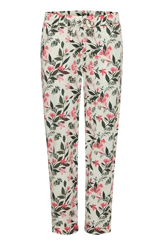 fransa FRMaddie Damen Leinenhose Hose Stoffhose Leinen Mix mit Kordeln Regular Fit Mid Waist, Größe:L, Farbe:FRANSA AOP 02 G PINK Frosting (203224) von fransa