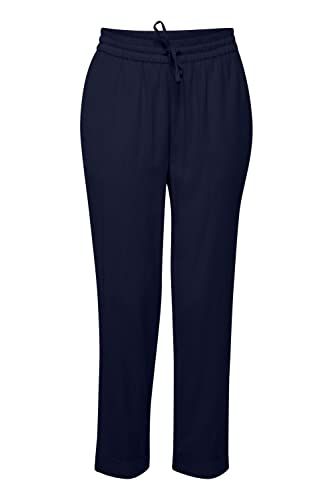 fransa FRMaddie Damen Leinenhose Hose Stoffhose Leinen Mix mit Kordeln Regular Fit Mid Waist, Größe:M, Farbe:Navy Blazer Melange (1939231) von fransa