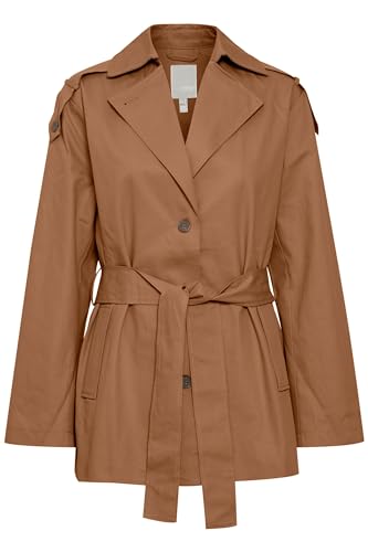 fransa FRNINA Damen Jacke Übergangsjacke Kurzjacke Umlegekragen 100% Baumwolle Oversize, Größe:L, Farbe:Coca Mocha (181019) von fransa