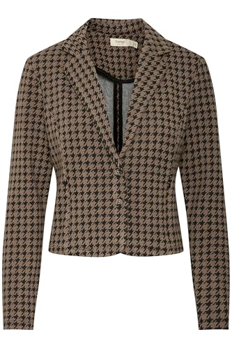 fransa FRNOREEN Damen Blazer Longblazer/Kurzblazer Jacke Knopfverschluss Muster Regular fit, Größe:M, Farbe:Walnut Mix (203392) von fransa