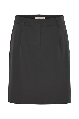 fransa FRNola Damen Rock Midirock Webrock mit Eingrifftaschen Gürtelschlaufen leicht elastisch A-Linie, Größe:40, Farbe:Phantom (194205) von fransa