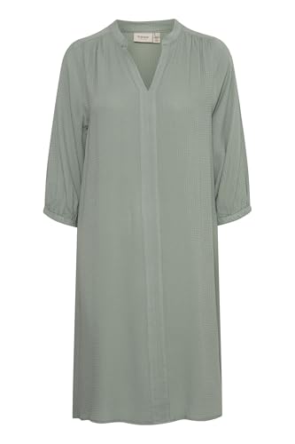fransa FROLINE Damen Freizeitkleid Kleid V-Ausschnitt Eingrifftaschen 3/4-Ärmel Relaxed fit, Größe:L, Farbe:Green Bay (165810) von fransa