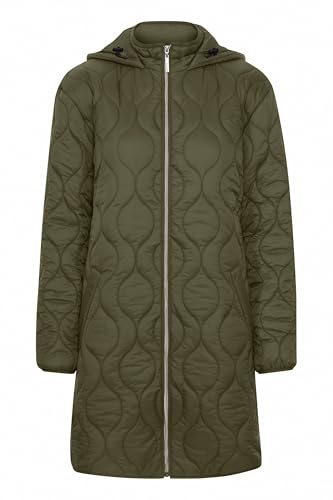 fransa FRPADMA Damen Steppjacke Übergangsjacke Jacke mit Kapuze Reißverschluss lange Passform leicht gefüttert, Größe:M, Farbe:Olive Night (190515) von fransa
