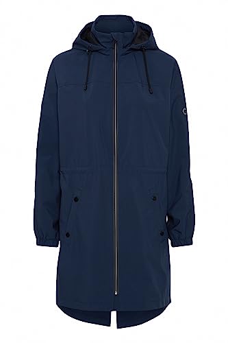 fransa FRPAFASA Damen Übergangsjacke Jacke Übergangsmantel Parka Lange Jacke mit Kapuze mit hochabschließendem Kragen, Größe:M, Farbe:Navy Blazer (193923) von fransa