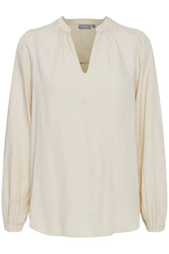 fransa FRPARTY BL Damen Langarmshirt Langarmbluse Bluse mit V-Auschnitt elastischer Bund am Ärmelsaum Regular Fit aus 100% Viskose LENZING(TM) ECOVERO(TM), Größe:2XL, Farbe:Whitecap Gray (120304) von fransa