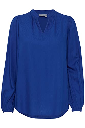 fransa FRPARTY BL Damen Langarmshirt Langarmbluse Bluse mit V-Auschnitt elastischer Bund am Ärmelsaum Regular Fit aus 100% Viskose LENZING(TM) ECOVERO(TM), Größe:L, Farbe:Surf The Web (193952) von fransa