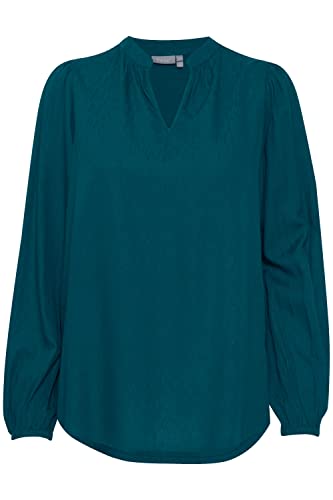 fransa FRPARTY BL Damen Langarmshirt Langarmbluse Bluse mit V-Auschnitt elastischer Bund am Ärmelsaum Regular Fit aus 100% Viskose LENZING(TM) ECOVERO(TM), Größe:S, Farbe:Blue Coral (194526) von fransa