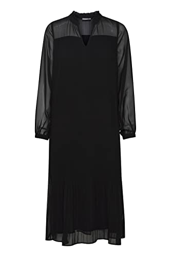 fransa FRPLISSE Damen Freizeitkleid Kleid mit Plissee und leicht transparenten Schultern und Ärmel, Größe:M, Farbe:Black (200113) von fransa