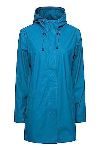 fransa FRRAINFALL Damen Windbreaker Übergangsjacke Regenjacke Regenmantel mit Kapuze verdeckter Reißverschluss Seitentaschen und Kordelzug, Größe:M, Farbe:Daphne (184045) von fransa