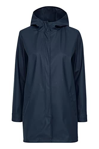 fransa FRRAINFALL Damen Windbreaker Übergangsjacke Regenjacke Regenmantel mit Kapuze verdeckter Reißverschluss Seitentaschen und Kordelzug, Größe:S, Farbe:Navy Blazer (193923) von fransa