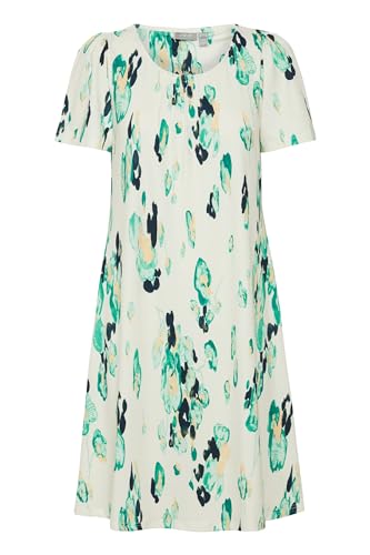 fransa FRSEEN DR 1 Damen Kleid Webkleid Blusenkleid Rundhals Gemustert elastisch A-Linie, Größe:M, Farbe:Brook Green AOP MS24 02B (202835) von fransa
