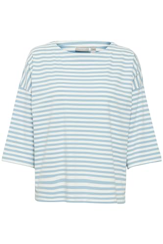 fransa FRSIVA Damen Langarmshirt Longsleeves Shirt Rundhals 95% Baumwolle, 5% Elasthan Oversize, Größe:XL, Farbe:Endless Sky Mix (202755) von fransa
