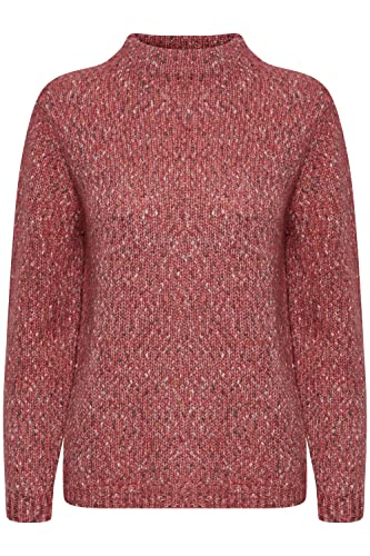 fransa FRSPOT Damen Strickpullover Grobstrick Pullover mit hochabschließenden Kragen Meliert, Größe:2XL, Farbe:Baroque Rose Mix (201443) von fransa