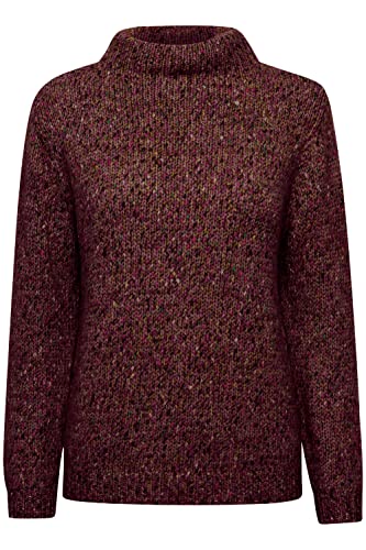 fransa FRSPOT Damen Strickpullover Grobstrick Pullover mit hochabschließenden Kragen Meliert, Größe:2XL, Farbe:Fig Mix (201444) von fransa