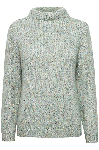 fransa FRSPOT Damen Strickpullover Grobstrick Pullover mit hochabschließenden Kragen Meliert, Größe:XL, Farbe:Loden Frost Mix (201447) von fransa