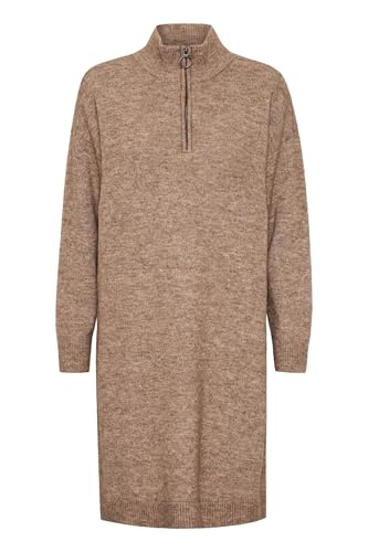 fransa FRSanny Damen Strickkleid Feinstrickkleid Kleid mit Troyerkragen Rippbündchen Regular fit, Größe:XS, Farbe:Rain Drum Melange (1909161) von fransa