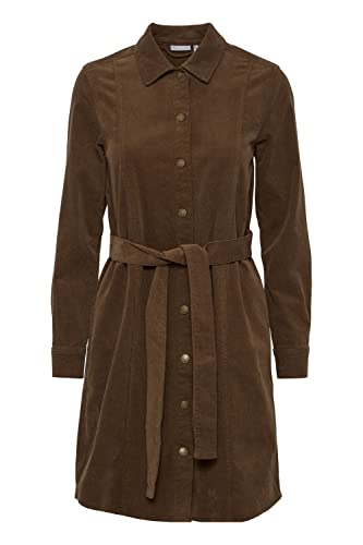 fransa FRTEAN Damen Freizeitkleid Cord Kleid mit Knopfleiste und Kragen und Gürtelschlaufe an der Taille, Größe:36, Farbe:Rain Drum (190916) von fransa