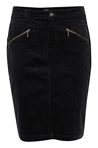 fransa FRTEAN Damen Kurzer Cord Rock mit vorderen Reißverschlusstaschen und aufgesetzten Gesäßtaschen, Größe:38, Farbe:Black (200113) von fransa
