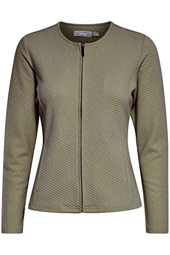 fransa FRVECARDI Damen Strickjacke Feinstrick Cardigan Strickcardigan mit Rundhalsausschnitt und Reißverschluss, Größe:XL, Farbe:Hedge (180515) von fransa