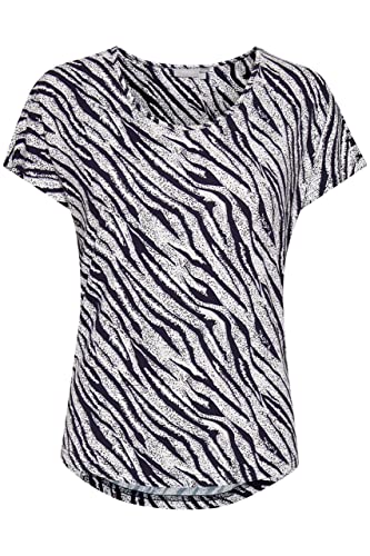 fransa FRVEDOT Damen T-Shirt Kurzarm Shirt Rundhalsausschnitt Kurze Ärmel mit Print Gemustert mit Stretch, Größe:M, Farbe:Antique Mix (200103) von fransa