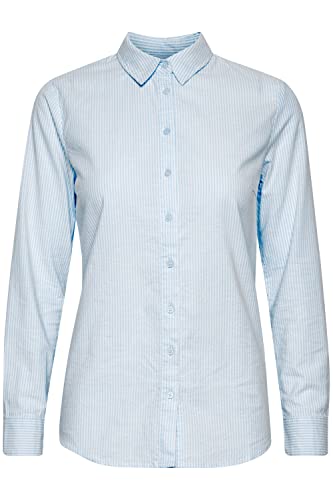 fransa FRZAOXFORD 1 Shirt Damen Bluse Langarm mit Hemdblusenkragen, Größe:XXL, Farbe:Blue Chambré Stripes (200553) von fransa